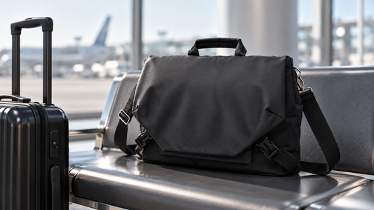 Black Rook Brief product still life, luggage pass-through brief versus desk-only brief